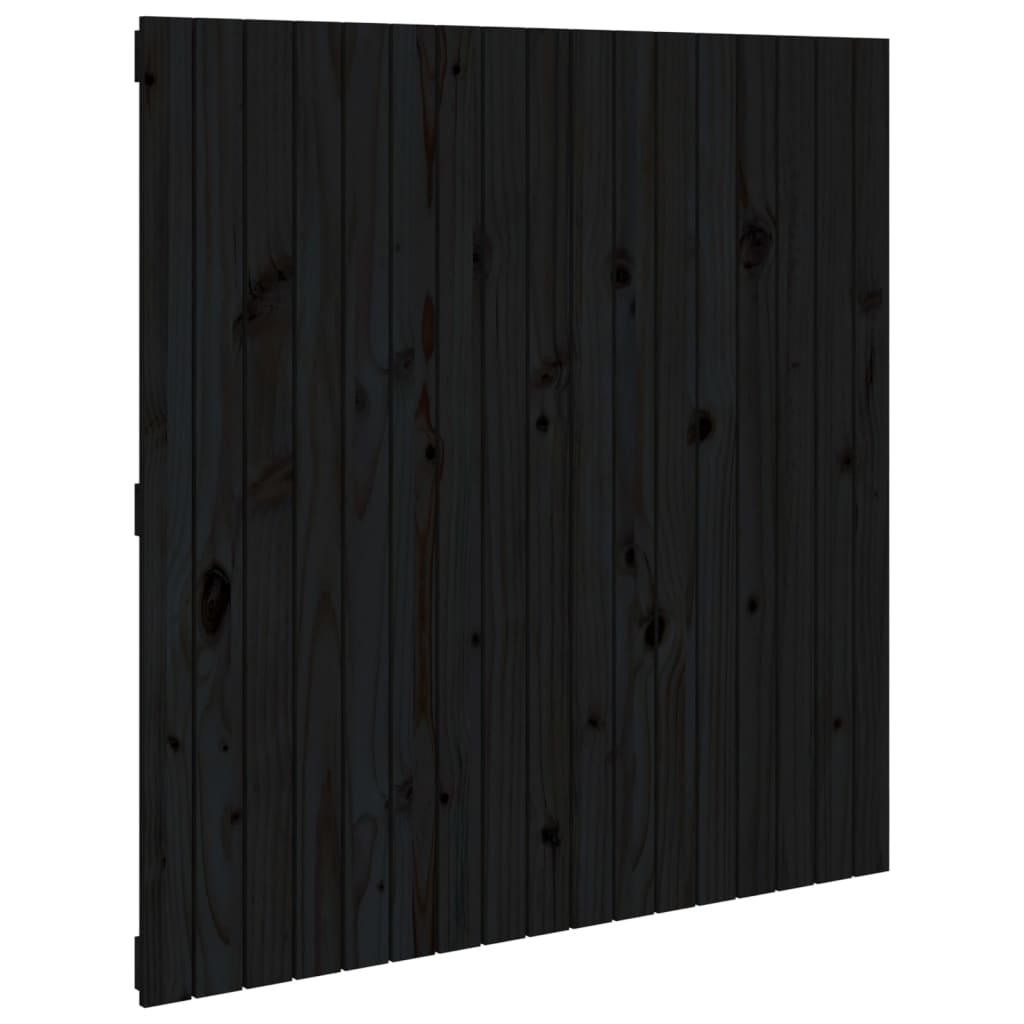 Hoofdbord Wandmontage 08X3X0 Cm Massief Grenenhout Zwart 108 x 110 cm