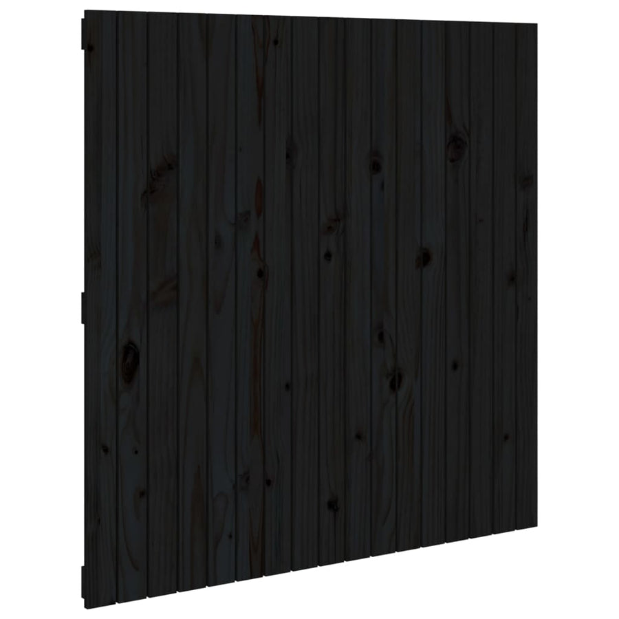 Hoofdbord Wandmontage 08X3X0 Cm Massief Grenenhout Zwart 108 x 110 cm