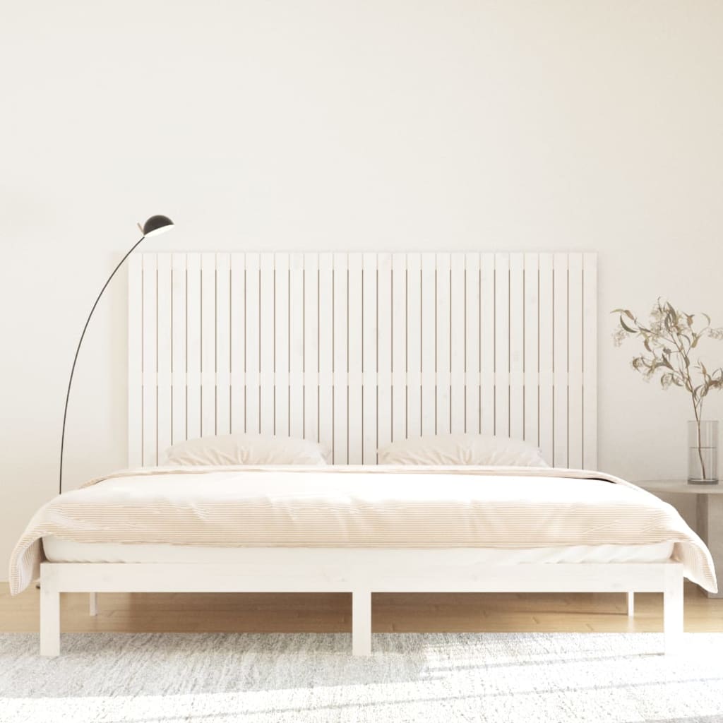 Hoofdbord Wandmontage 204X3X0 Cm Massief Grenenhout Wit 204 x 110 cm