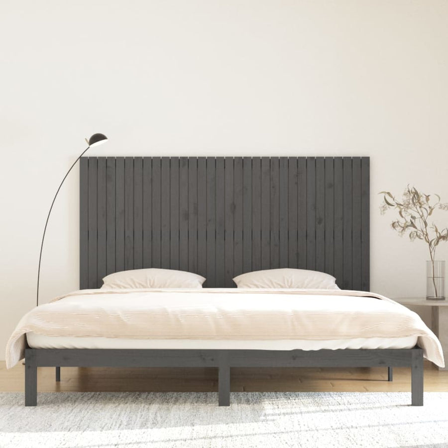 Hoofdbord Wandmontage 204X3X0 Cm Massief Grenenhout Grijs 204 x 110 cm