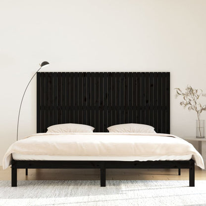 Hoofdbord Wandmontage 204X3X0 Cm Massief Grenenhout Zwart 204 x 110 cm
