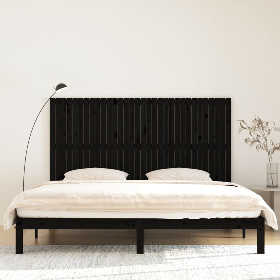 Hoofdbord Wandmontage 204X3X0 Cm Massief Grenenhout Zwart 204 x 110 cm