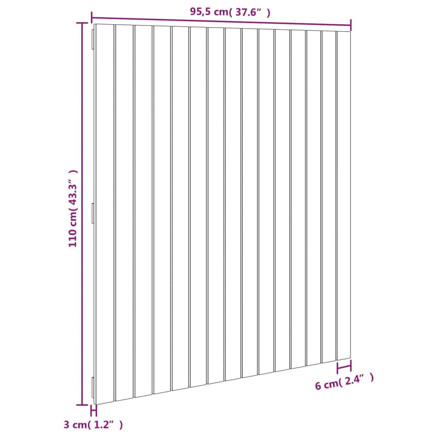Wandhoofdbord 95,5X3X0 Cm Massief Grenenhout Grijs 95.5 x 110 cm