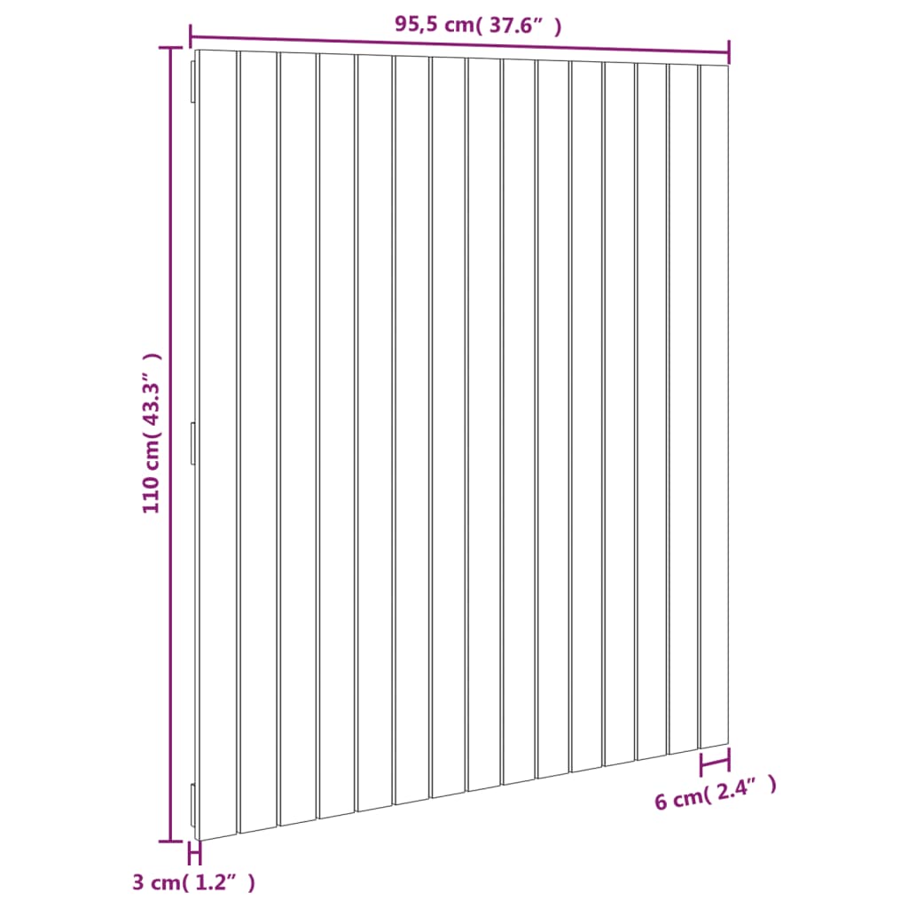 Wandhoofdbord 95,5X3X0 Cm Massief Grenenhout Honingbruin 95.5 x 110 cm