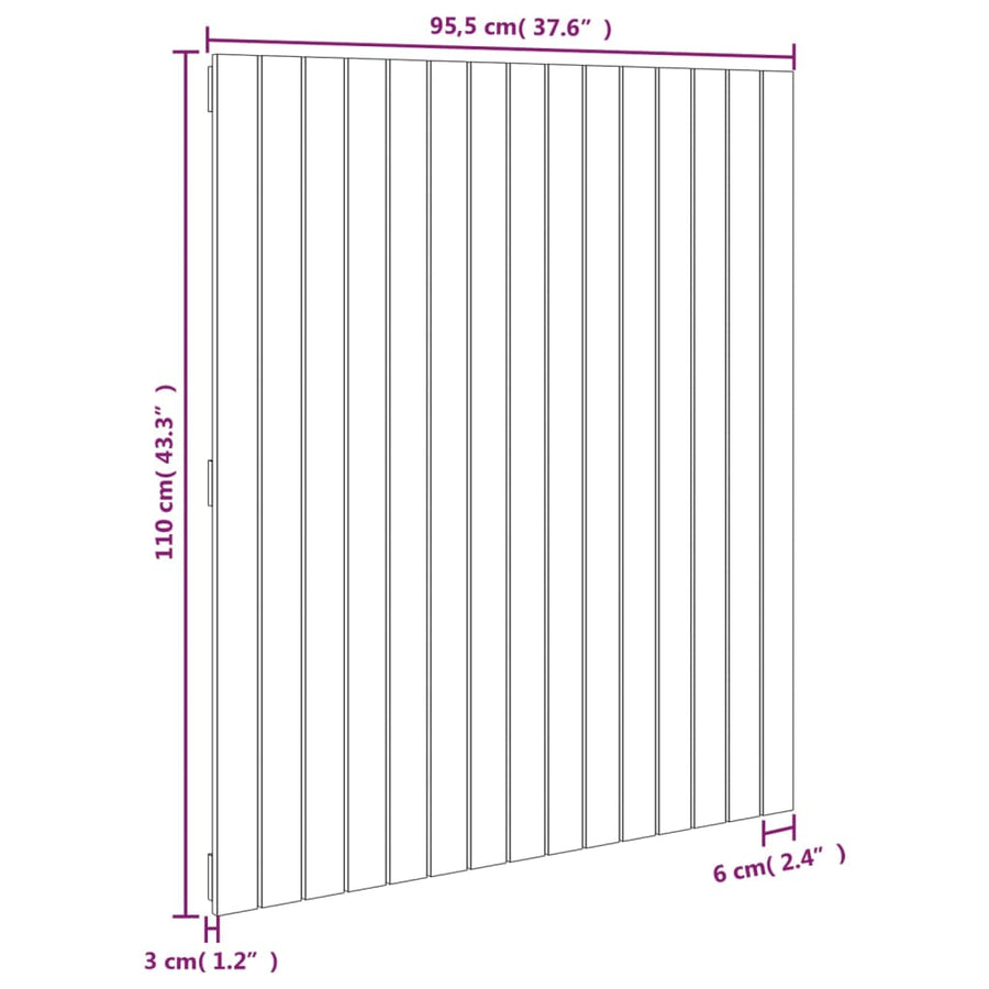 Wandhoofdbord 95,5X3X0 Cm Massief Grenenhout Zwart 95.5 x 110 cm