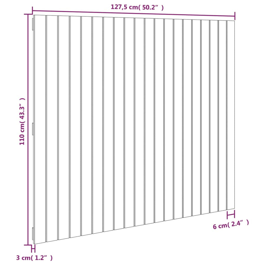 Wandhoofdbord 27,5X3X0 Cm Massief Grenenhout Grijs 127.5 x 110 cm