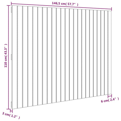 Wandhoofdbord 46,5X3X0 Cm Massief Grenenhout Grijs 146.5 x 110 cm