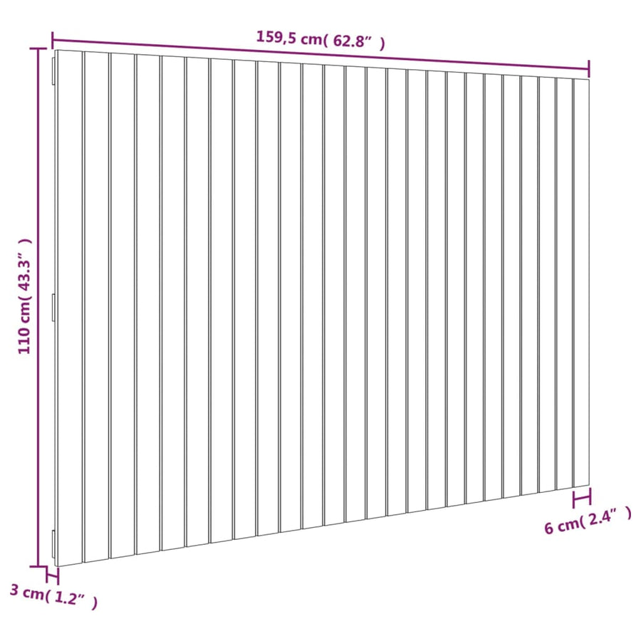 Wandhoofdbord 59,5X3X0 Cm Massief Grenenhout Grijs 159.5 x 110 cm