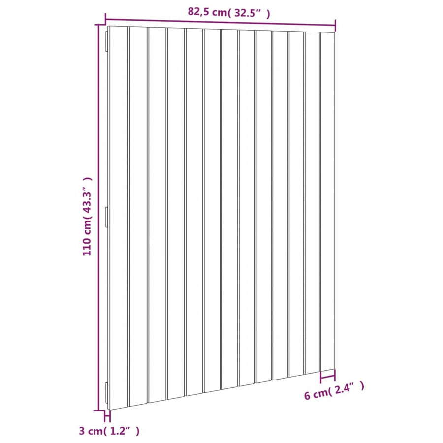 Wandhoofdbord 82,5X3X0 Cm Massief Grenenhout Naturel 82.5 x 110 cm