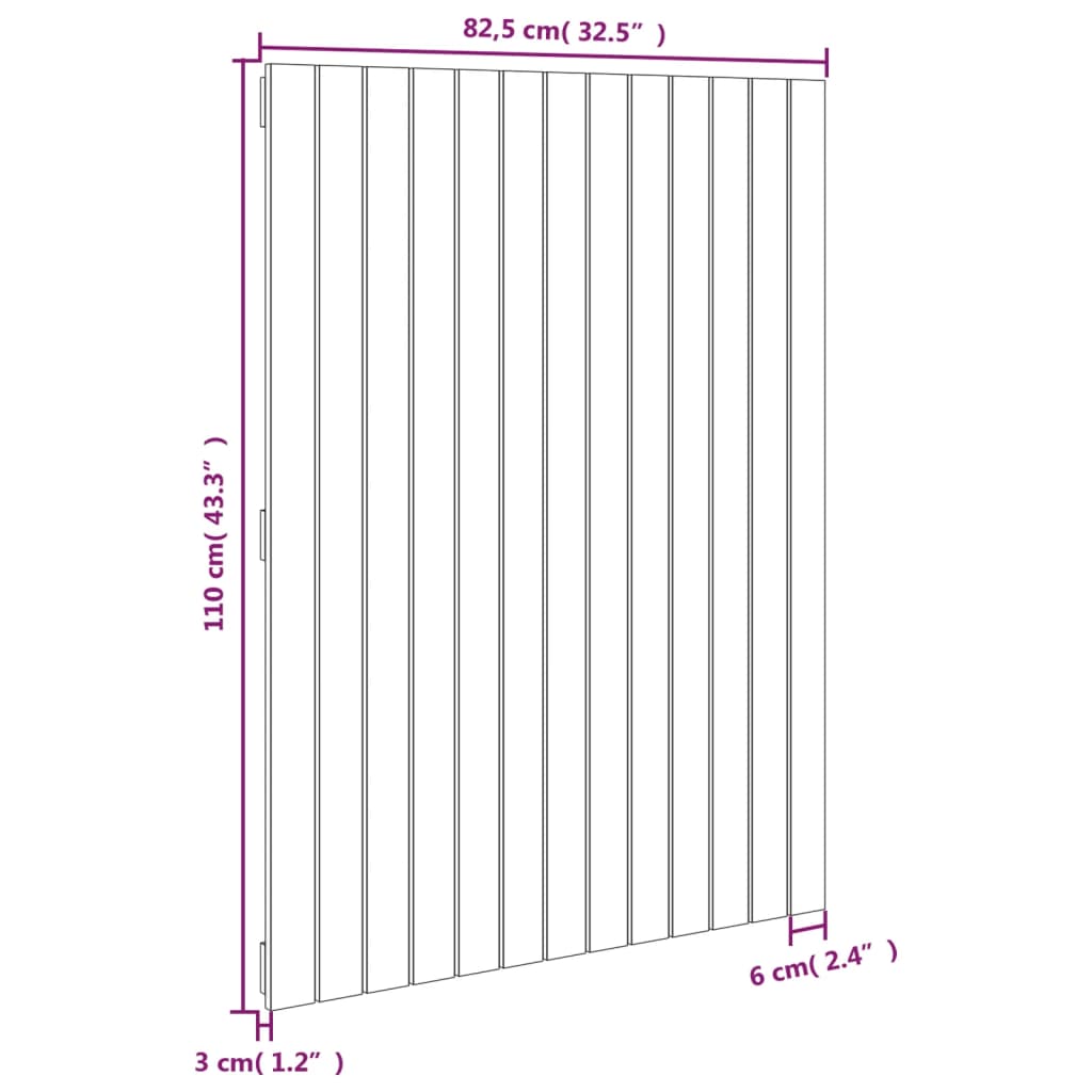 Wandhoofdbord 82,5X3X0 Cm Massief Grenenhout Wit 82.5 x 110 cm