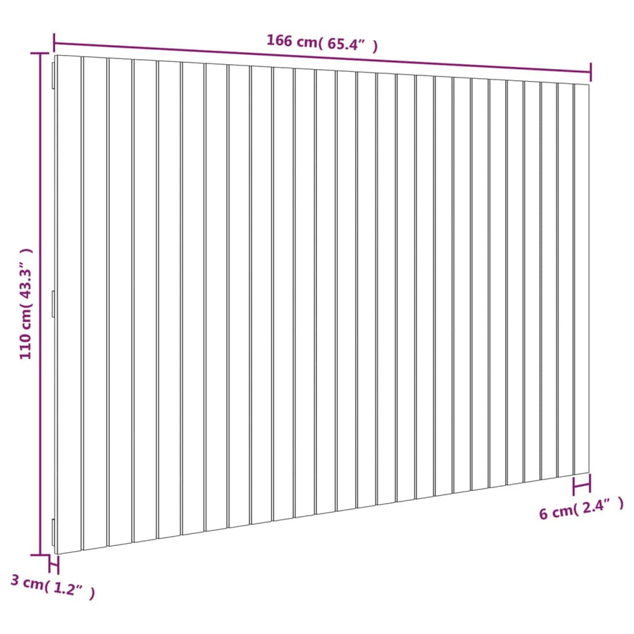 Wandhoofdbord 66X3X0 Cm Massief Grenenhout Naturel 166 x 110 cm