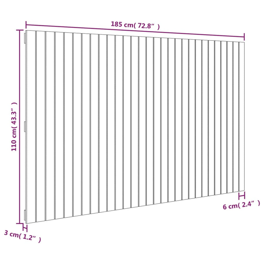 Wandhoofdbord 85X3X0 Cm Massief Grenenhout Wit 185 x 110 cm