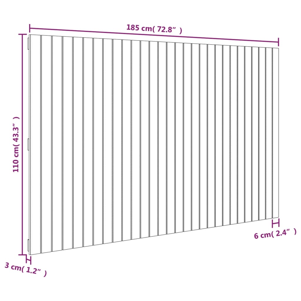 Wandhoofdbord 85X3X0 Cm Massief Grenenhout Honingbruin 185 x 110 cm