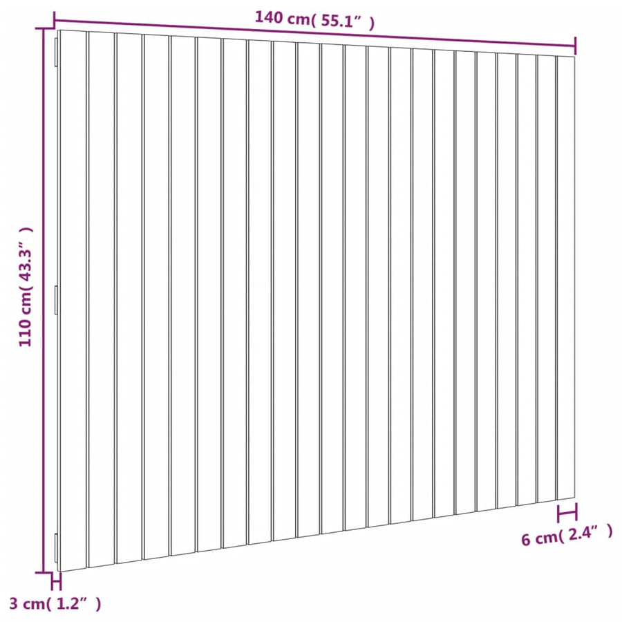 Wandhoofdbord 140X3X110 Cm Massief Grenenhout Naturel 140 x 110 cm