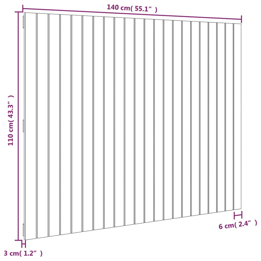 Wandhoofdbord 40X3X0 Cm Massief Grenenhout Zwart 140 x 110 cm