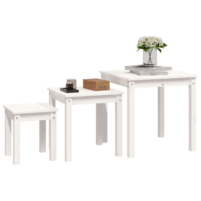 Tafeltjesset 3 St Massief Grenenhout Wit