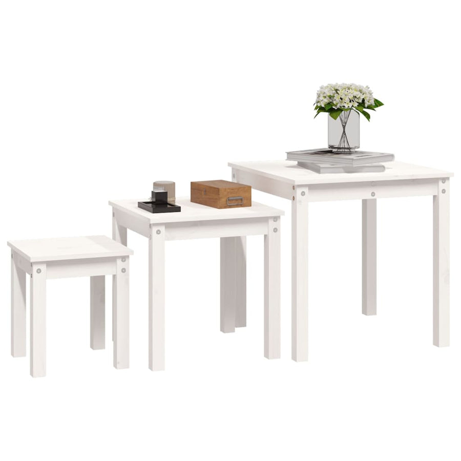 Tafeltjesset 3 St Massief Grenenhout Wit
