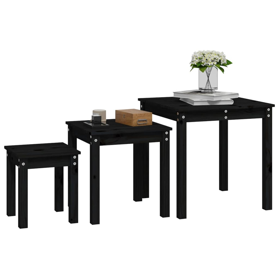 Tafeltjesset 3 St Massief Grenenhout Zwart