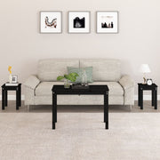 3-piece nesting table set solid pine wood black