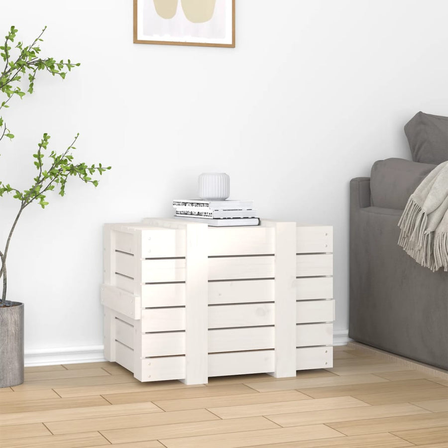 Opbergbox 58X40,5X42 Cm Massief Grenenhout Wit