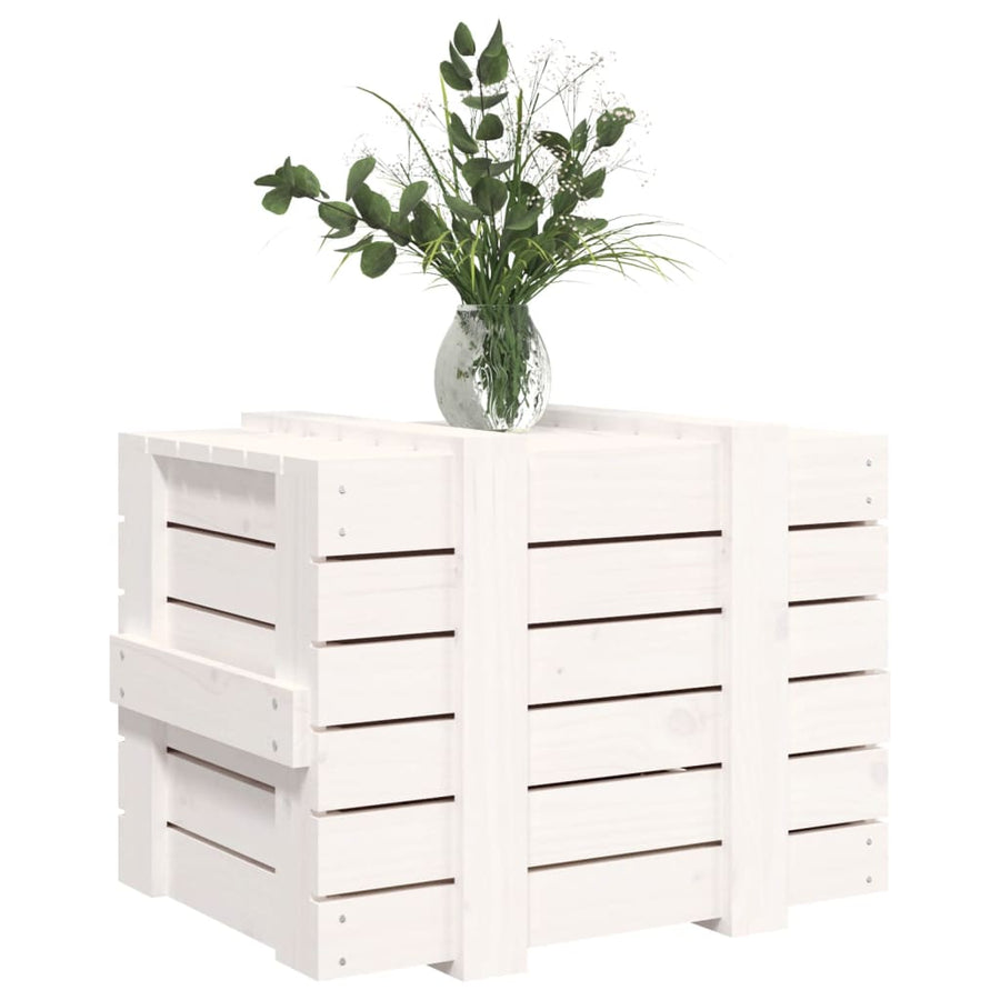Opbergbox 58X40,5X42 Cm Massief Grenenhout Wit