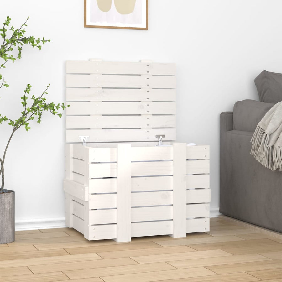 Opbergbox 58X40,5X42 Cm Massief Grenenhout Wit