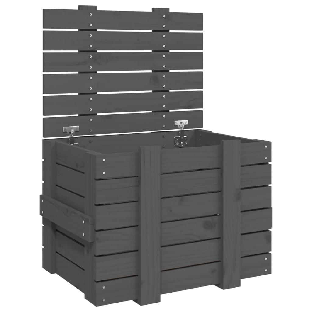 Opbergbox 58X40,5X42 Cm Massief Grenenhout 58 x 40.5 x 42 cm Grijs