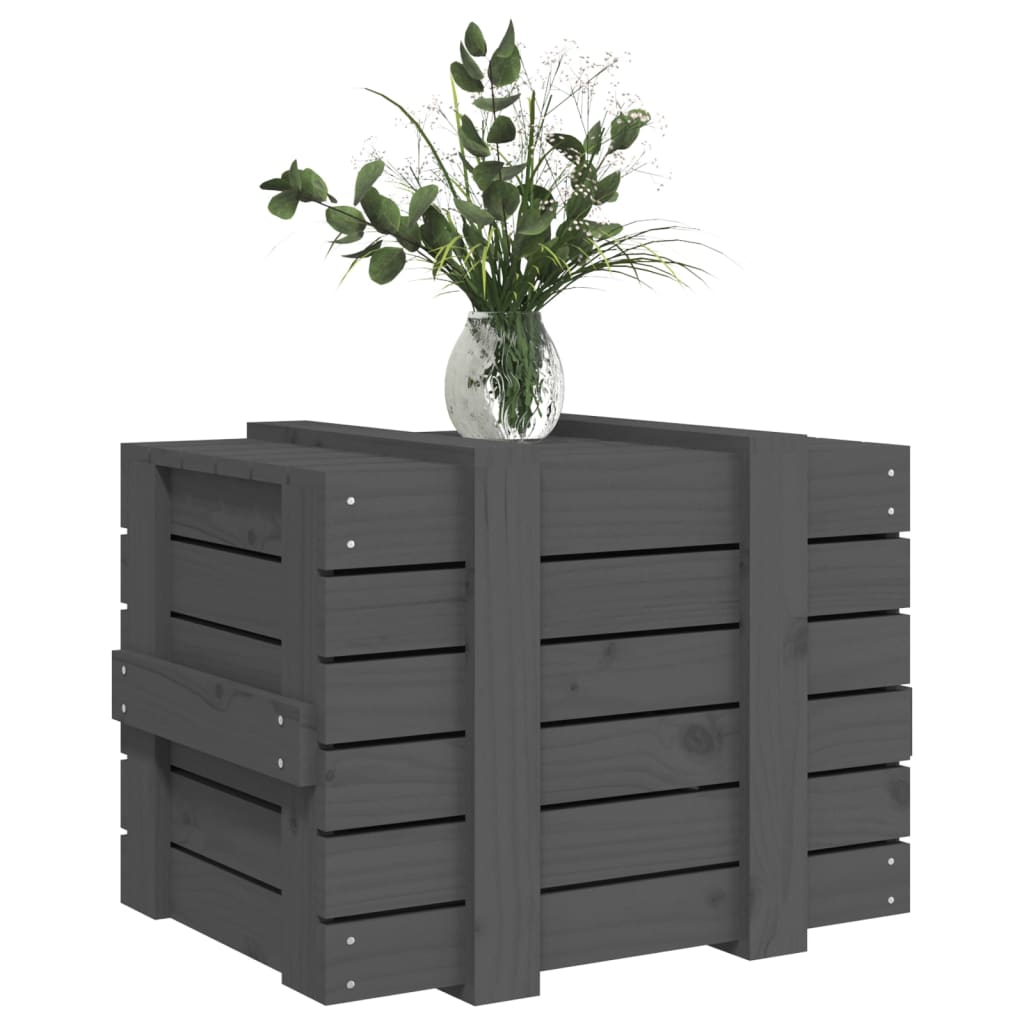 Opbergbox 58X40,5X42 Cm Massief Grenenhout 58 x 40.5 x 42 cm Grijs