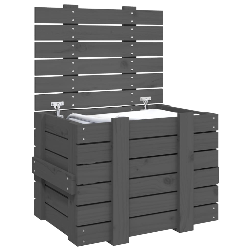 Opbergbox 58X40,5X42 Cm Massief Grenenhout 58 x 40.5 x 42 cm Grijs