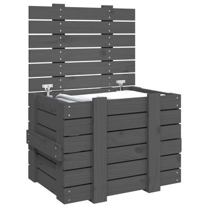 Opbergbox 58X40,5X42 Cm Massief Grenenhout 58 x 40.5 x 42 cm Grijs