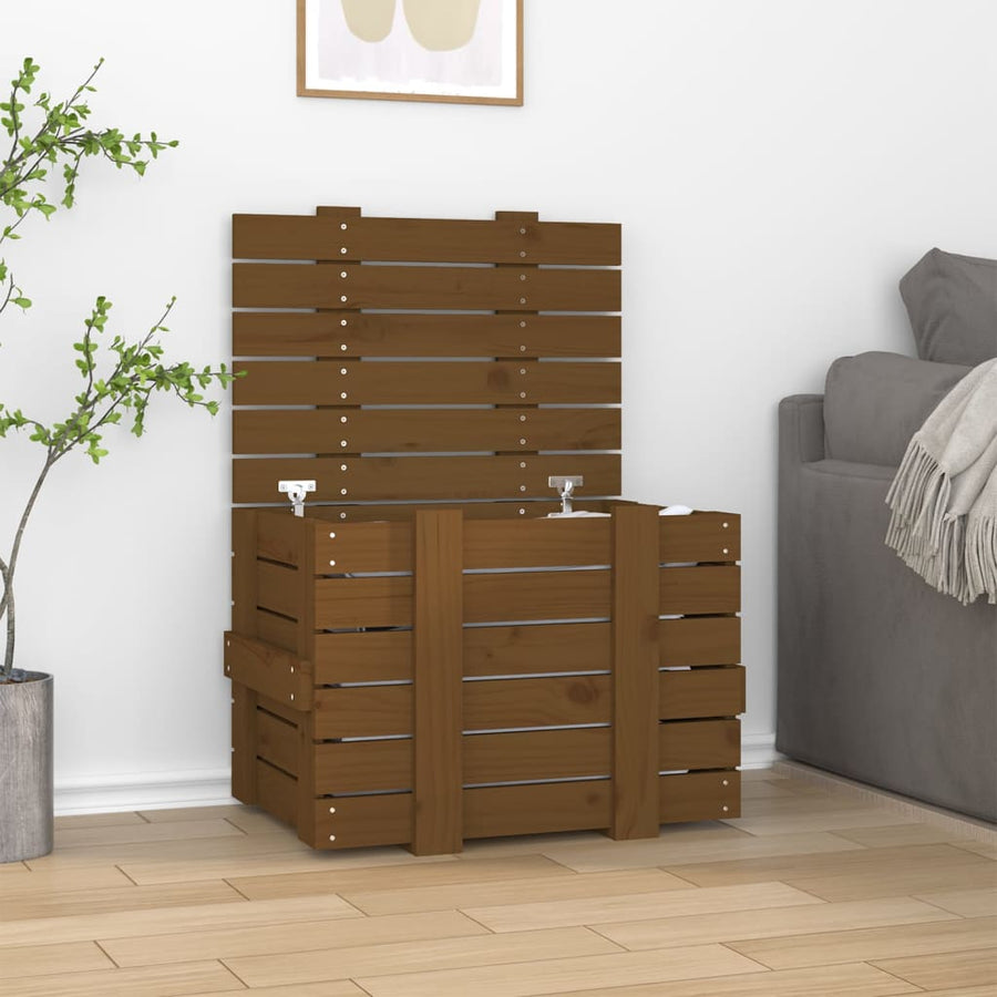 Opbergbox 58X40,5X42 Cm Massief Grenenhout Honingbruin