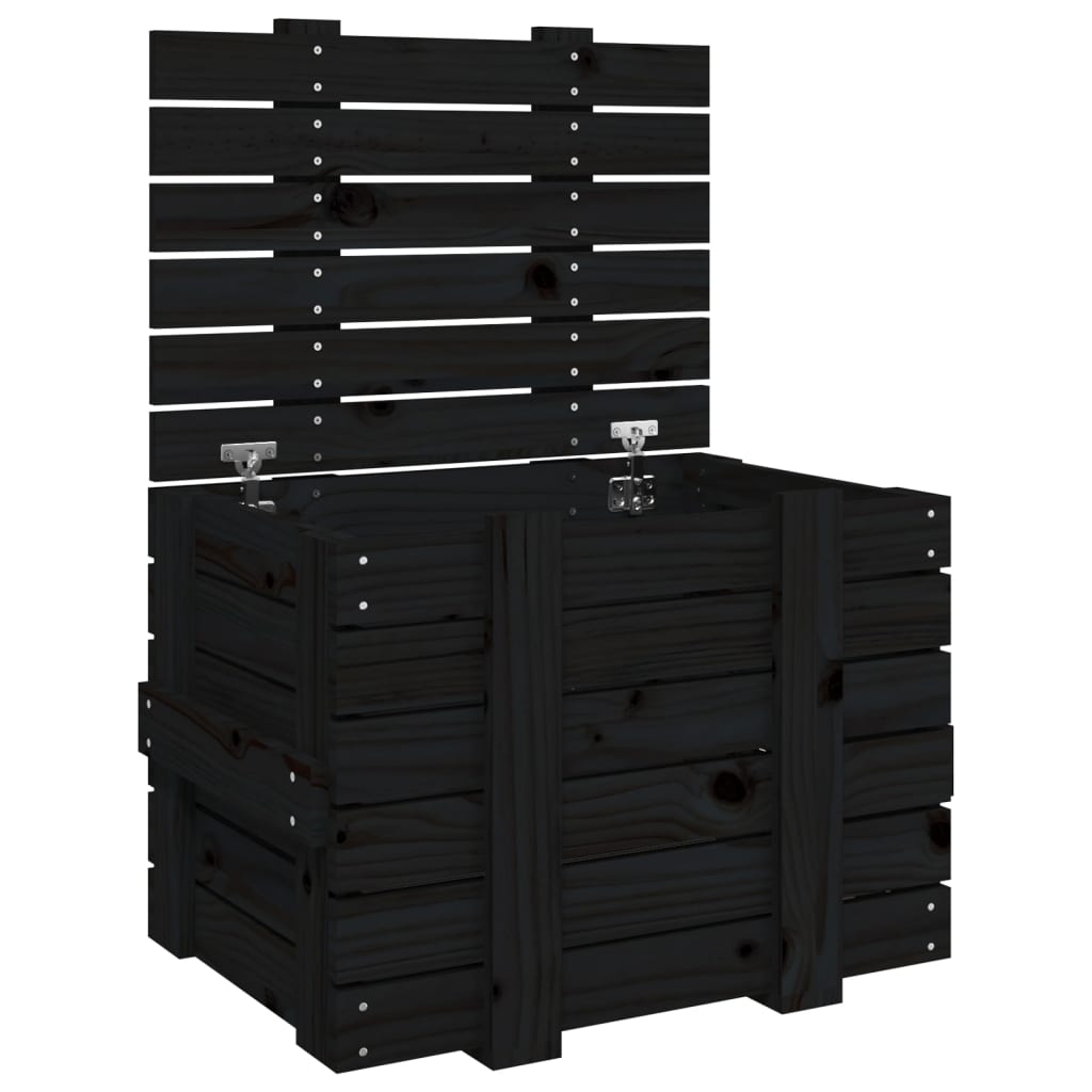 Opbergbox 58X40,5X42 Cm Massief Grenenhout 58 x 40.5 x 42 cm Zwart