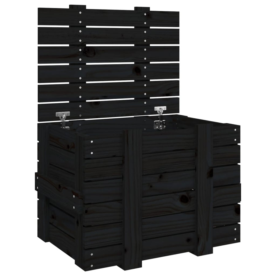 Opbergbox 58X40,5X42 Cm Massief Grenenhout 58 x 40.5 x 42 cm Zwart