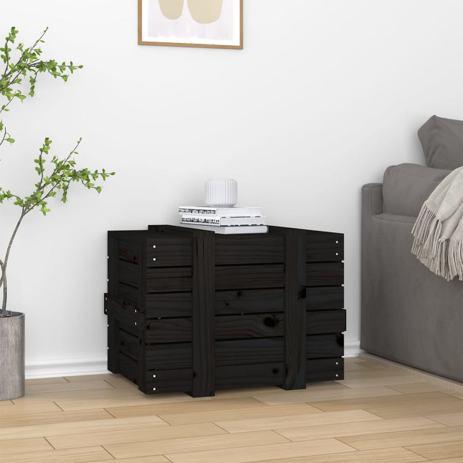 Opbergbox 58X40,5X42 Cm Massief Grenenhout 58 x 40.5 x 42 cm Zwart