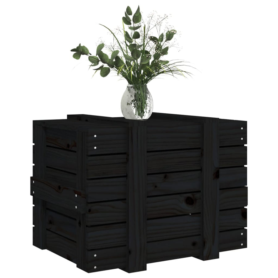 Opbergbox 58X40,5X42 Cm Massief Grenenhout 58 x 40.5 x 42 cm Zwart