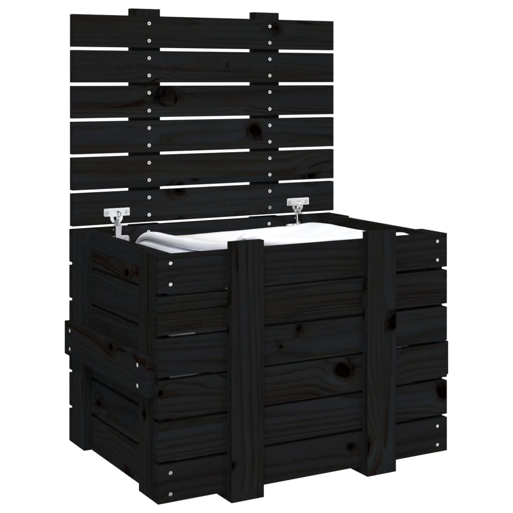 Opbergbox 58X40,5X42 Cm Massief Grenenhout 58 x 40.5 x 42 cm Zwart