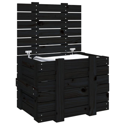 Opbergbox 58X40,5X42 Cm Massief Grenenhout 58 x 40.5 x 42 cm Zwart
