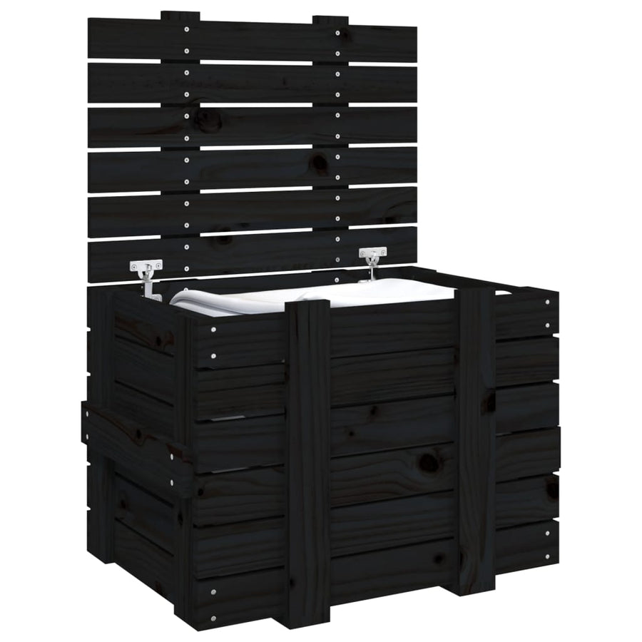 Opbergbox 58X40,5X42 Cm Massief Grenenhout 58 x 40.5 x 42 cm Zwart