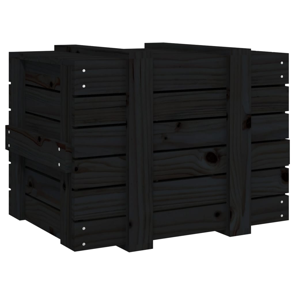 Opbergbox 58X40,5X42 Cm Massief Grenenhout 58 x 40.5 x 42 cm Zwart