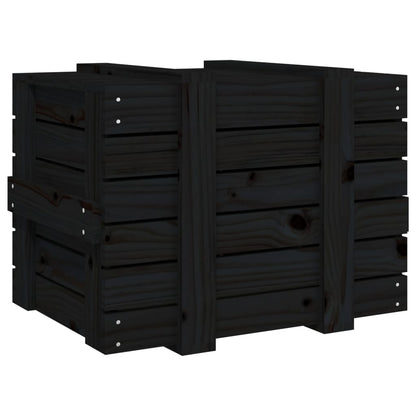 Opbergbox 58X40,5X42 Cm Massief Grenenhout 58 x 40.5 x 42 cm Zwart
