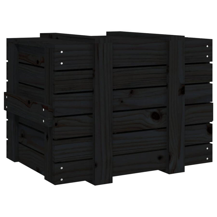 Opbergbox 58X40,5X42 Cm Massief Grenenhout 58 x 40.5 x 42 cm Zwart