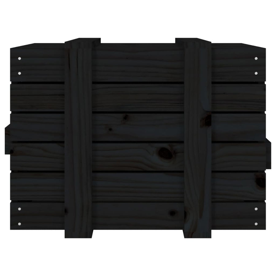 Opbergbox 58X40,5X42 Cm Massief Grenenhout 58 x 40.5 x 42 cm Zwart