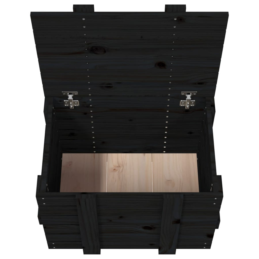Opbergbox 58X40,5X42 Cm Massief Grenenhout 58 x 40.5 x 42 cm Zwart