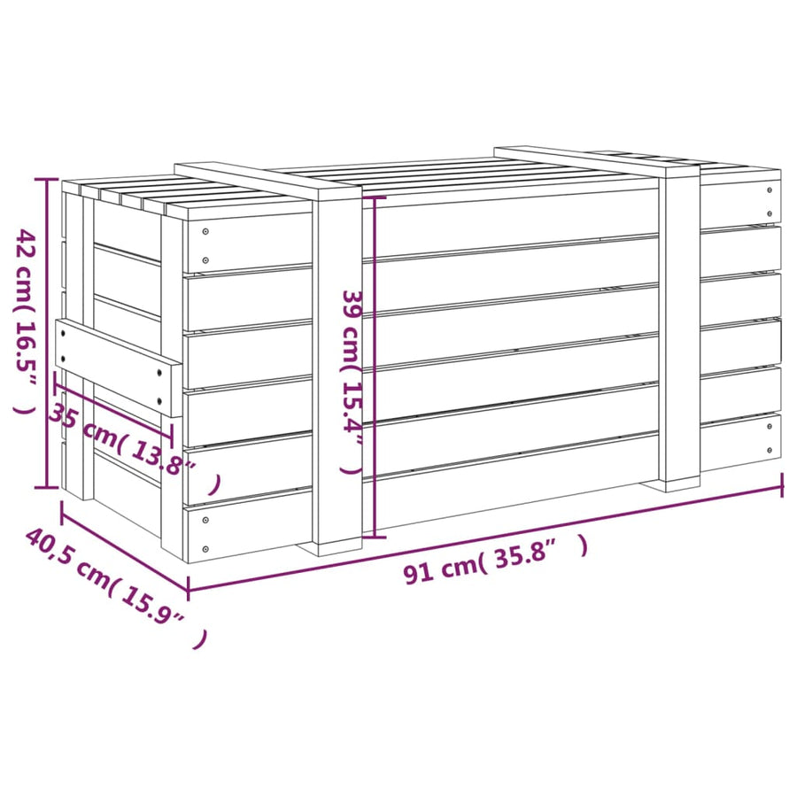 Opbergbox 9X40,5X42 Cm Massief Grenenhout 91 x 40.5 x 42 cm Naturel
