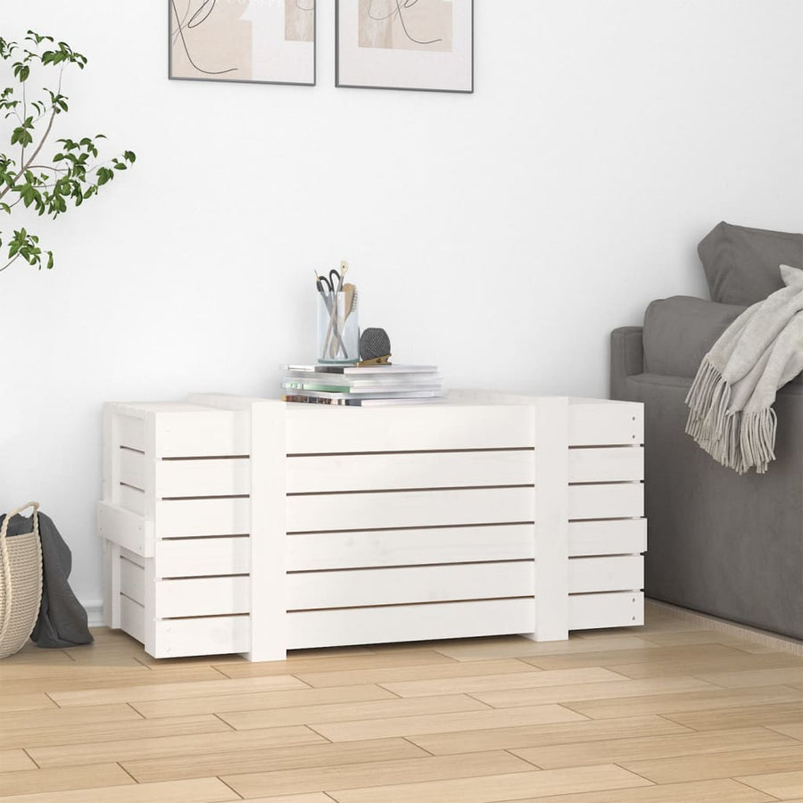 Opbergbox 91X40,5X42 Cm Massief Grenenhout Wit