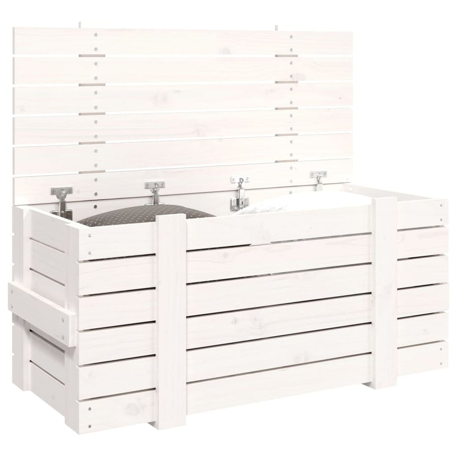 Opbergbox 91X40,5X42 Cm Massief Grenenhout Wit