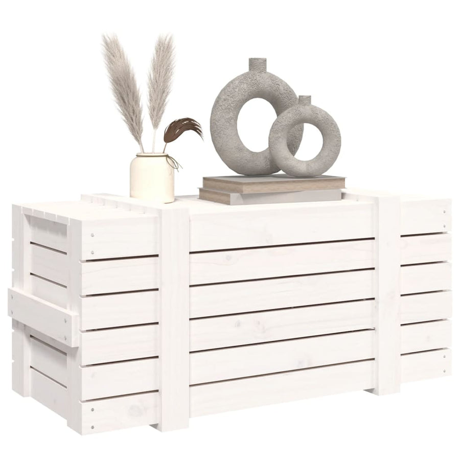 Opbergbox 91X40,5X42 Cm Massief Grenenhout Wit
