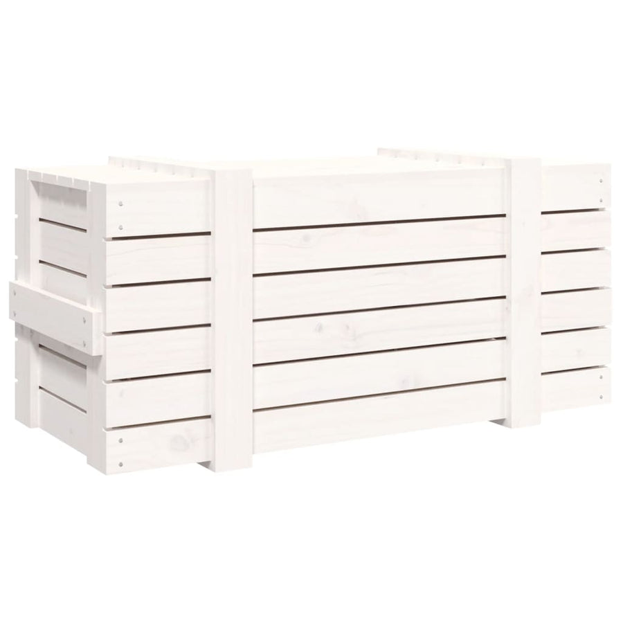 Opbergbox 91X40,5X42 Cm Massief Grenenhout Wit