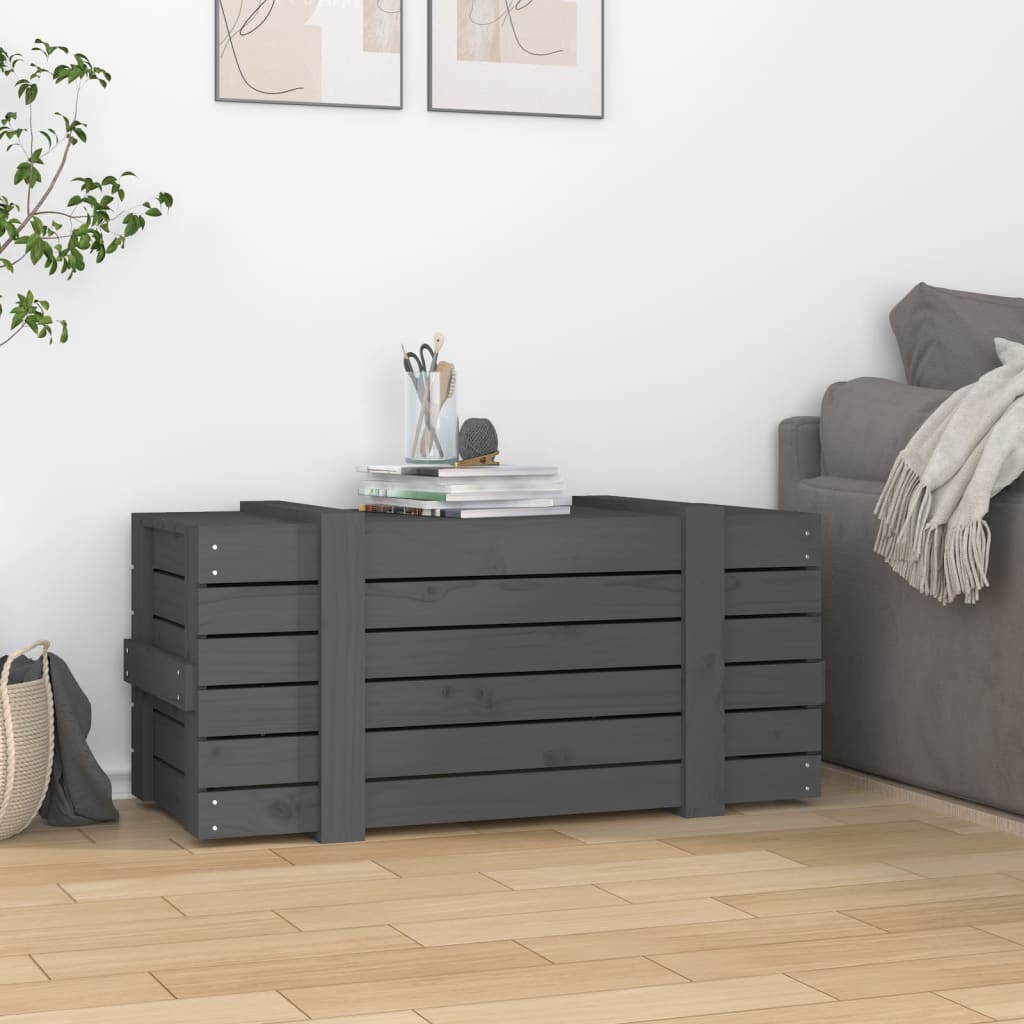 Opbergbox 9X40,5X42 Cm Massief Grenenhout 91 x 40.5 x 42 cm Grijs
