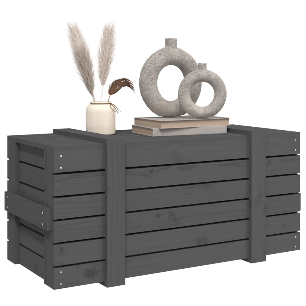 Opbergbox 9X40,5X42 Cm Massief Grenenhout 91 x 40.5 x 42 cm Grijs